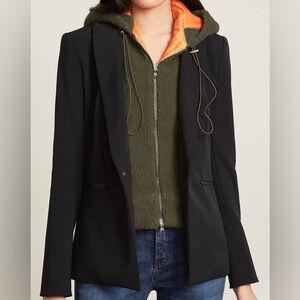 NWT Veronica Beard New Army Green Fleece Oakleigh Dickey Zip insert zip hooded